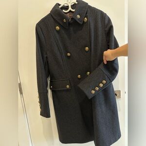 🎀Anne Klein Dark Gray Trench Coat with Gold Buttons